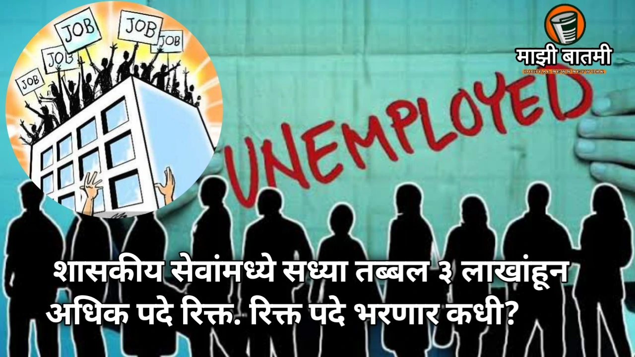 Shocking Crisis! 3 Lakh Vacant Government Jobs in Maharashtra: शासकीय सेवांमध्ये सध्या तब्बल ३ लाखांहून अधिक पदे रिक्त.रिक्त पदे भरणार कधी?